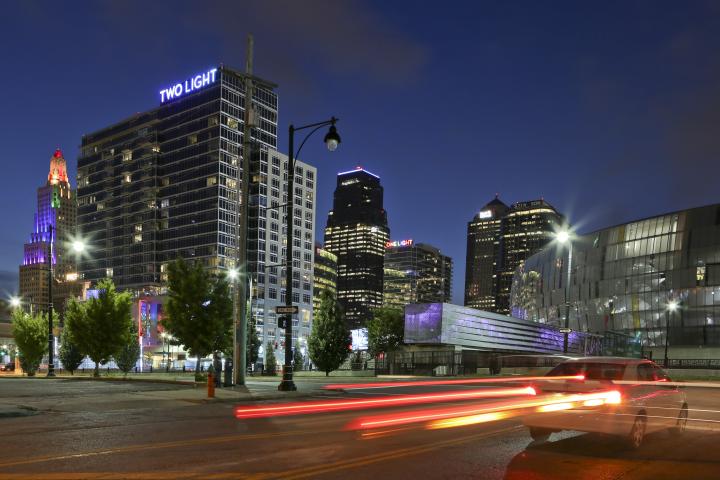 City view of Two Light's luxury apartments in Downtown Kansas City