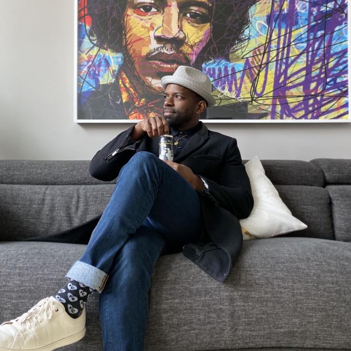 Adam Miller on couch