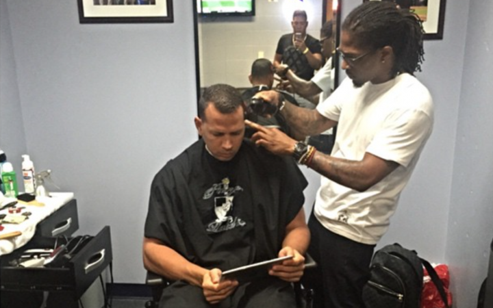 DeJuan cuts Alex Rodriguez's hair