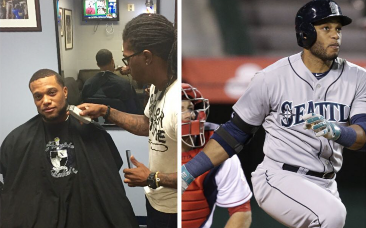 DeJuan cuts Robinson Cano's hair