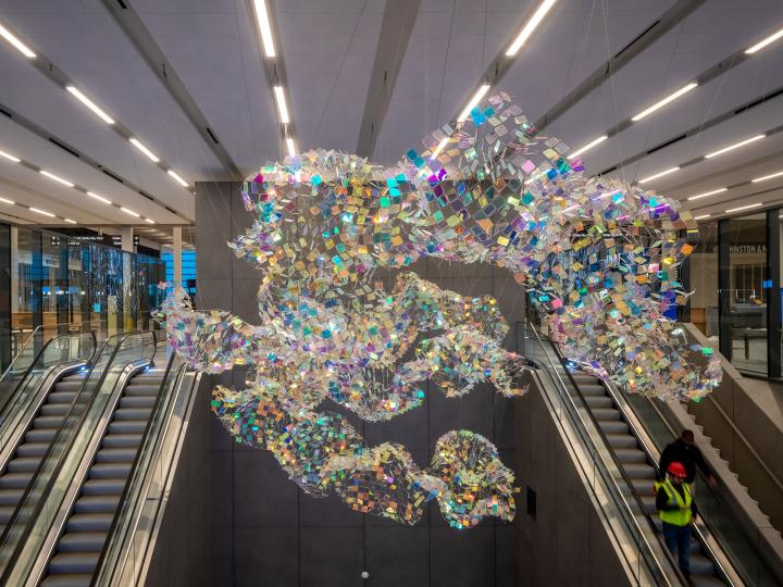 Abstract glass artwork in KCI Airport
