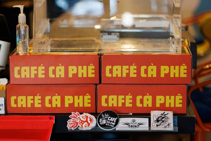 Boxes stacked up at Café Cà Phê