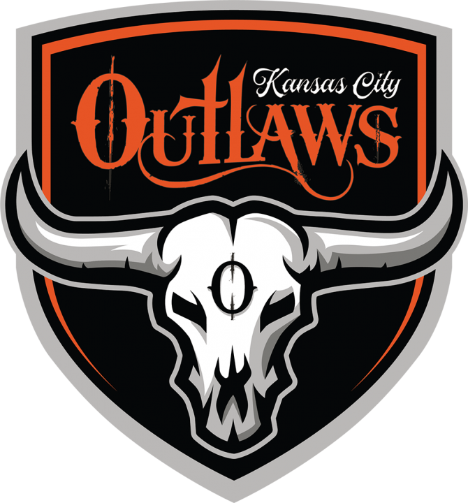 Kansas City Outlaws logo featuring a bull skull and horns