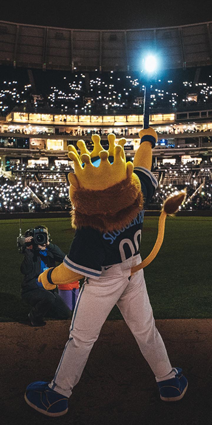 Slugger on the Kansas City Royals field
